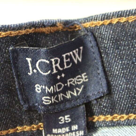 J. Crew 8" Mid Rise Skinny Jeans Stretch Dark C9176 Women's Plus Size 35 H13082 - Picture 5 of 11